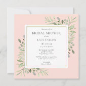 Elegantes Rosa Grünes Brautparty Einladung (Vorderseite)