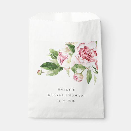 Elegantes rosa grünes Brautparty Geschenktütchen (Vorderseite)