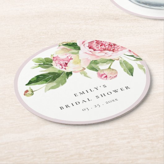 Elegantes rosa grünes Brautparty Runder Pappuntersetzer (Angewinkelt)