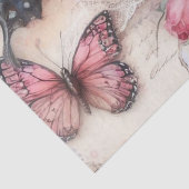 Elegantes Rosa Grunge Vintages Blumendekoupage Seidenpapier (Detail)