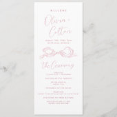 Elegantes Rosa Hand Drawn Bow Wedding Program Programm (Vorderseite)