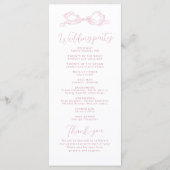 Elegantes Rosa Hand Drawn Bow Wedding Program Programm (Rückseite)