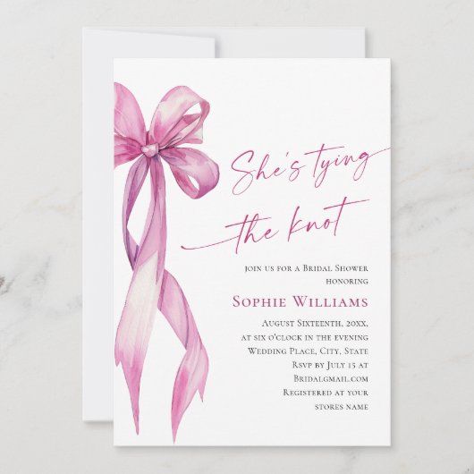 Elegantes, rosa, handgezeichnetes Brautparty Einladung (Vorderseite)