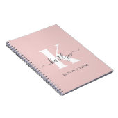 Elegantes Rosa-Hauch-Grau-Script-Monogramm Notizblock (Rechte Seite)