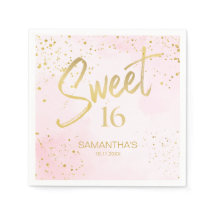 Elegantes Rosa-Hauch und Gold-Konfetti Sweet 16 