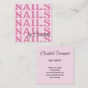 Elegantes Rosa-Hauchdunkles Typografie-Nagelsalon- Quadratische Visitenkarte
