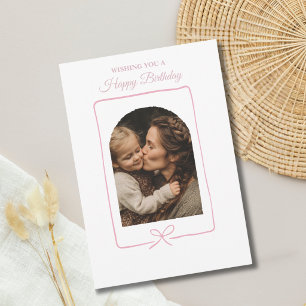 Elegantes Rosa Hauchdünnes Foto Geburtstag Mama Pe Feiertagskarte