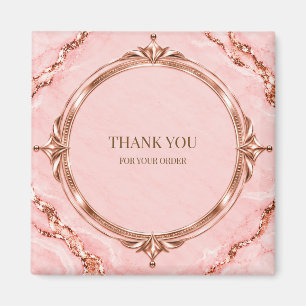 Elegantes Rosa Hauchrosa Gold Quadratische Box Eti Magnet