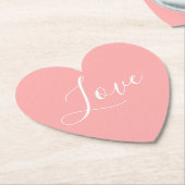Elegantes rosa Heart Script Liebe Valentines Party Untersetzer (angewinkelt)