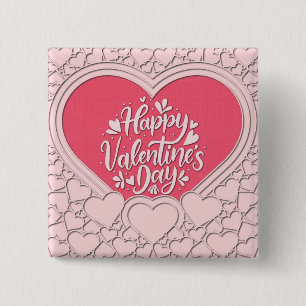 Elegantes rosa Herz Frohes Valentinstag Stylisch Button