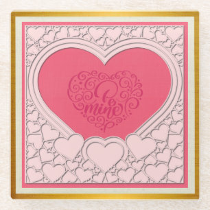 Elegantes rosa Herz Frohes Valentinstag Stylisch Glasuntersetzer