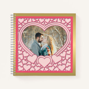 Elegantes rosa Herz Frohes Valentinstag Stylisch Notizblock