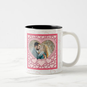 Elegantes rosa Herz Frohes Valentinstag Stylisch Zweifarbige Tasse