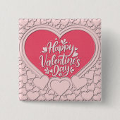 Elegantes rosa Herz Happy Valentine's Day Stilvoll Button (Vorderseite)