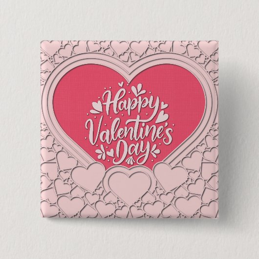 Elegantes rosa Herz Happy Valentine's Day Stilvoll Button (Vorderseite)