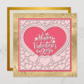 Elegantes rosa Herz Happy Valentine's Day Stilvoll Einladung (Vorne/Hinten)