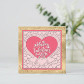 Elegantes rosa Herz Happy Valentine's Day Stilvoll Einladung (Stehend Vorderseite)