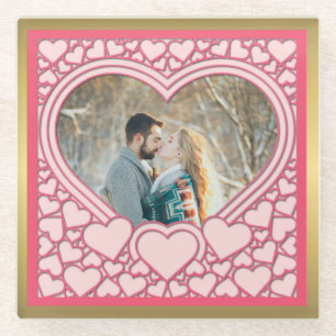 Elegantes rosa Herz Happy Valentine's Day Stilvoll Glasuntersetzer