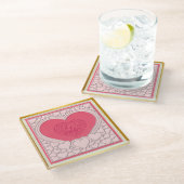 Elegantes rosa Herz Happy Valentine's Day Stilvoll Glasuntersetzer (Schrägansicht)