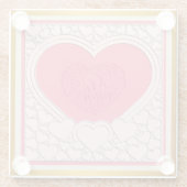 Elegantes rosa Herz Happy Valentine's Day Stilvoll Glasuntersetzer (Rückseite)