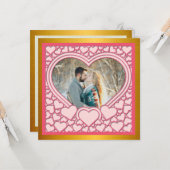 Elegantes rosa Herz Happy Valentine's Day Stilvoll Karte (Vorderseite/Rückseite Beispiel)