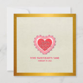 Elegantes rosa Herz Happy Valentine's Day Stilvoll Karte (Rückseite)