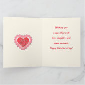 Elegantes rosa Herz Happy Valentine's Day Stilvoll Karte (Innenseite)