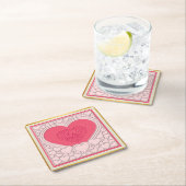 Elegantes rosa Herz Happy Valentine's Day Stilvoll Rechteckiger Pappuntersetzer (Vor Ort)