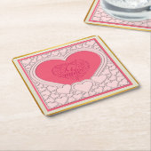 Elegantes rosa Herz Happy Valentine's Day Stilvoll Rechteckiger Pappuntersetzer (angewinkelt)