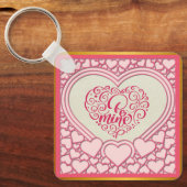Elegantes rosa Herz Happy Valentine's Day Stilvoll Schlüsselanhänger (Vorderseite)