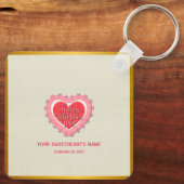 Elegantes rosa Herz Happy Valentine's Day Stilvoll Schlüsselanhänger (Rückseite)
