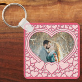 Elegantes rosa Herz Happy Valentine's Day Stilvoll Schlüsselanhänger (Vorderseite)