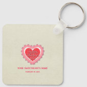 Elegantes rosa Herz Happy Valentine's Day Stilvoll Schlüsselanhänger (Rückseite)