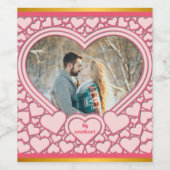 Elegantes rosa Herz Happy Valentine's Day Stilvoll Weinetikett (Einzelnes Label)