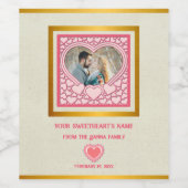 Elegantes rosa Herz Happy Valentine's Day Stilvoll Weinetikett (Einzelnes Label)