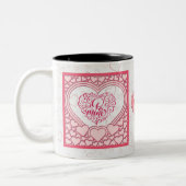 Elegantes rosa Herz Happy Valentine's Day Stilvoll Zweifarbige Tasse (Links)