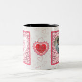 Elegantes rosa Herz Happy Valentine's Day Stilvoll Zweifarbige Tasse (Mittel)