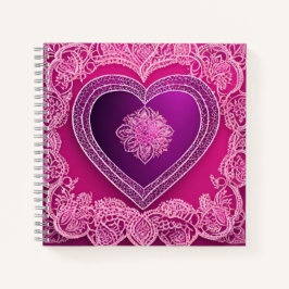 Elegantes rosa Herz-Spitzen-Mandala-Roségold-Kunst Notizblock