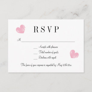 Elegantes rosa Herz UAWG, das Wartekarten wedding RSVP Karte