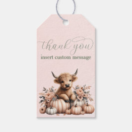 Elegantes Rosa Hochland Kuh Dank Geschenkmarke Geschenkanhänger