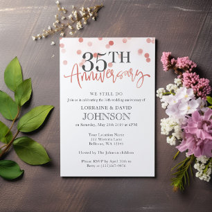 Elegantes Rosa-Hochzeit zum 35. Hochzeitstag Einladung