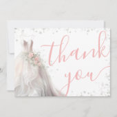 Elegantes rosa Hochzeitskleid Brautparty Dankeskarte (Vorderseite)