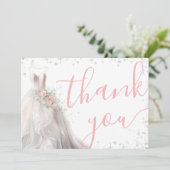 Elegantes rosa Hochzeitskleid Brautparty Dankeskarte (Stehend Vorderseite)