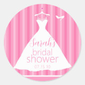 Elegantes rosa Hochzeitskleid Brautparty Runder Aufkleber (Vorderseite)