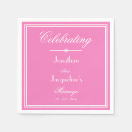 Elegantes rosa Hochzeitspapier Personalisierter Na Serviette