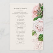 Elegantes Rosa-Hochzeitsprogramm mit floralem Crea Programm (Rückseite)