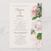 Elegantes Rosa-Hochzeitsprogramm mit floralem Crea Programm (Vorderseite)