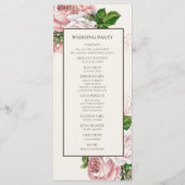 Elegantes Rosa-Hochzeitsprogramm mit floralem Crem Programm (Rückseite)