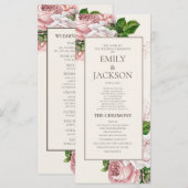 Elegantes Rosa-Hochzeitsprogramm mit floralem Crem Programm (Vorne/Hinten)
