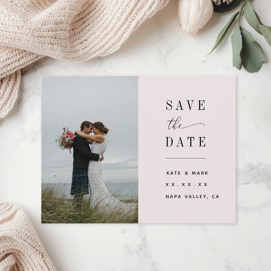 Elegantes rosa Hochzeitsstil Save the Date Postkarte